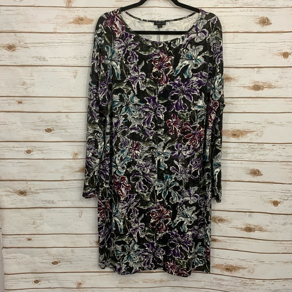 J Jill Wearever Floral Drop Shoulder Shirt Dress